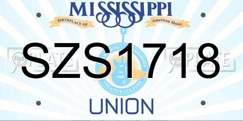 SZS1718 Mississippi License Plate