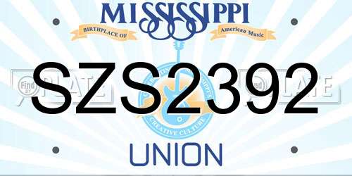 SZS2392 Mississippi License Plate