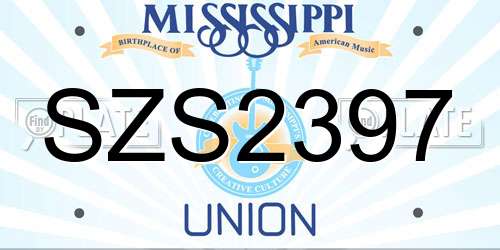 SZS2397 Mississippi License Plate