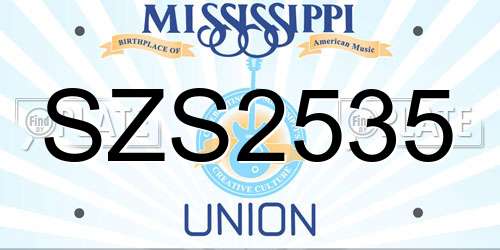 SZS2535 Mississippi License Plate