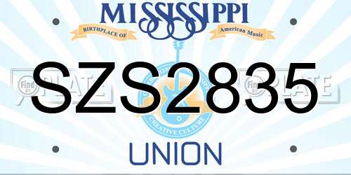 SZS2835 Mississippi License Plate