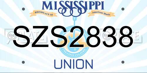 SZS2838 Mississippi License Plate