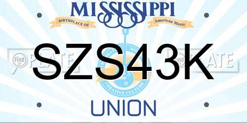 SZS43K Mississippi License Plate