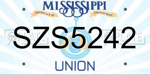 SZS5242 Mississippi License Plate