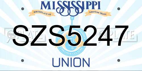 SZS5247 Mississippi License Plate