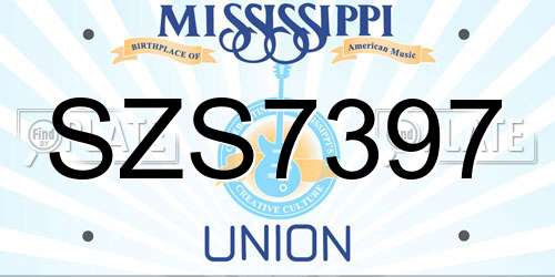 SZS7397 Mississippi License Plate