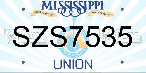 SZS7535 Mississippi License Plate