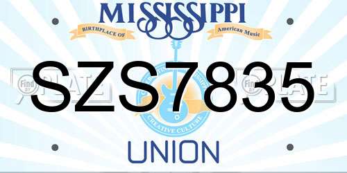 SZS7835 Mississippi License Plate