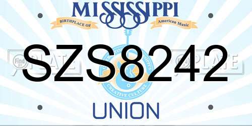 SZS8242 Mississippi License Plate