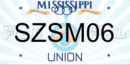 SZSM06 Mississippi License Plate