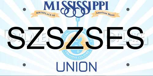 SZSZSES Mississippi License Plate