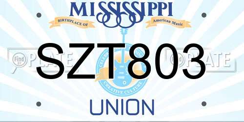 SZT803 Mississippi License Plate