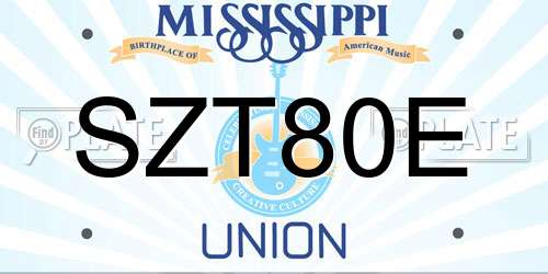 SZT80E Mississippi License Plate