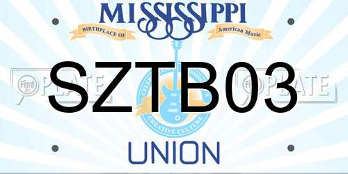 SZTB03 Mississippi License Plate