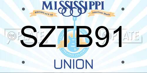 SZTB91 Mississippi License Plate