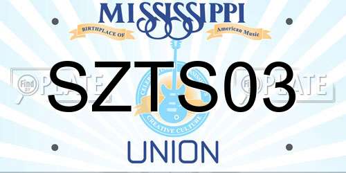 SZTS03 Mississippi License Plate