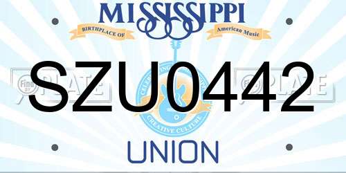 SZU0442 Mississippi License Plate