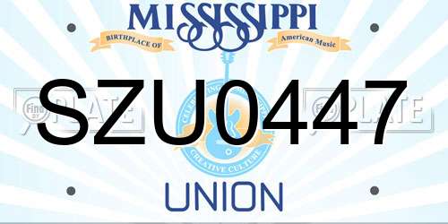 SZU0447 Mississippi License Plate