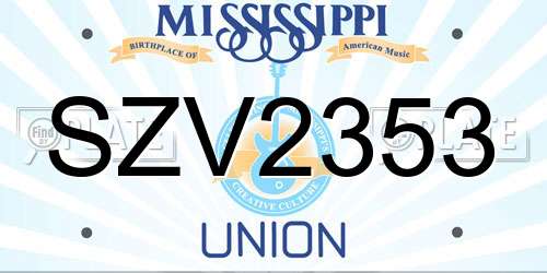 SZV2353 Mississippi License Plate