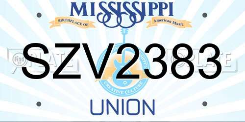SZV2383 Mississippi License Plate