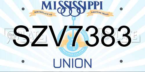 SZV7383 Mississippi License Plate