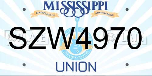 SZW4970 Mississippi License Plate