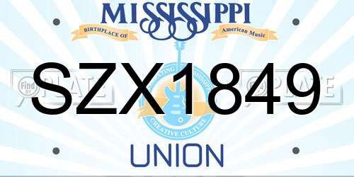 SZX1849 Mississippi License Plate