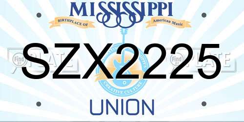 SZX2225 Mississippi License Plate