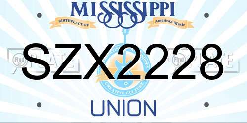 SZX2228 Mississippi License Plate