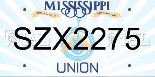 SZX2275 Mississippi License Plate