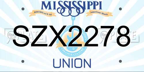 SZX2278 Mississippi License Plate