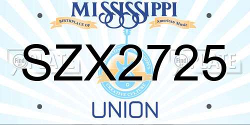 SZX2725 Mississippi License Plate