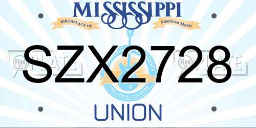 SZX2728 Mississippi License Plate