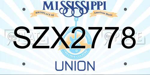 SZX2778 Mississippi License Plate