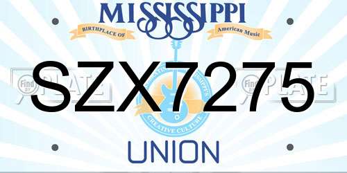 SZX7275 Mississippi License Plate