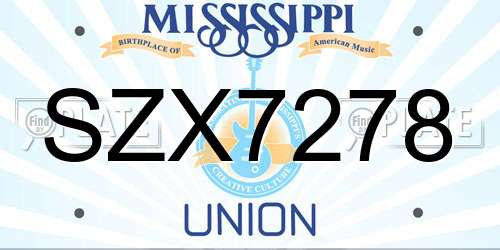 SZX7278 Mississippi License Plate