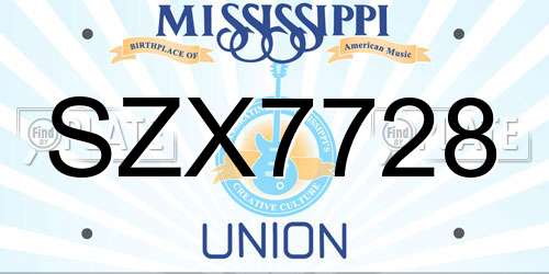 SZX7728 Mississippi License Plate