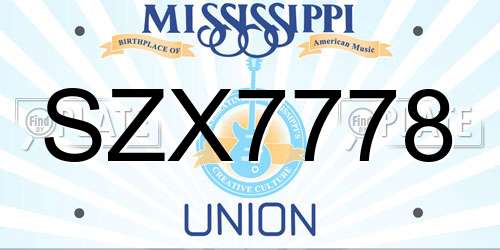 SZX7778 Mississippi License Plate