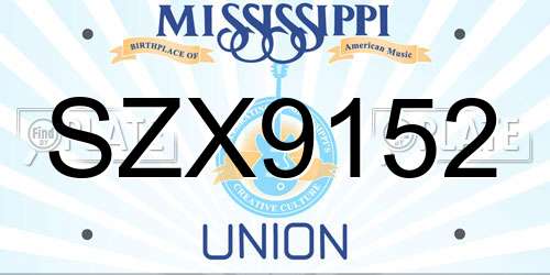 SZX9152 Mississippi License Plate