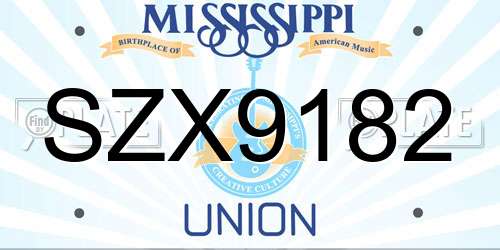 SZX9182 Mississippi License Plate