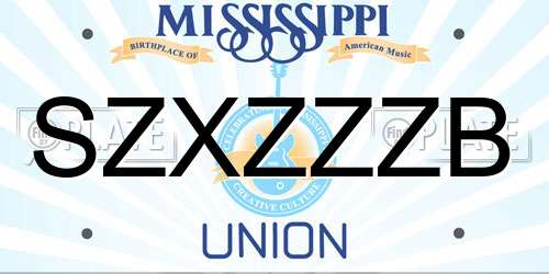 SZXZZZB Mississippi License Plate