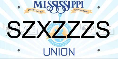 SZXZZZS Mississippi License Plate