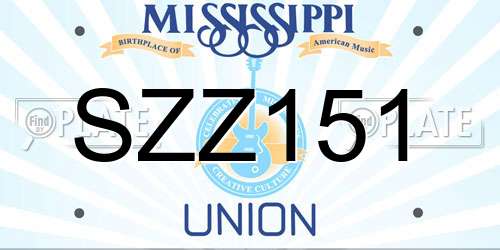 SZZ151 Mississippi License Plate