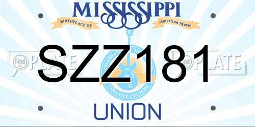 SZZ181 Mississippi License Plate
