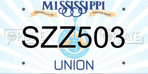 SZZ503 Mississippi License Plate