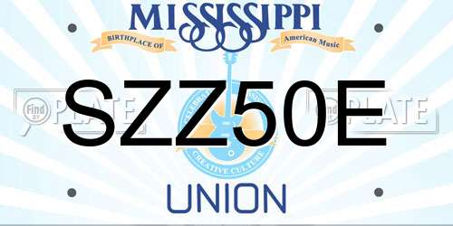 SZZ50E Mississippi License Plate