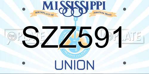 SZZ591 Mississippi License Plate