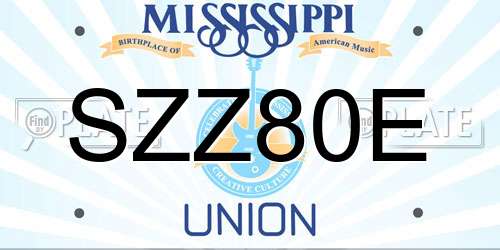 SZZ80E Mississippi License Plate