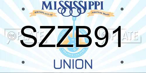 SZZB91 Mississippi License Plate
