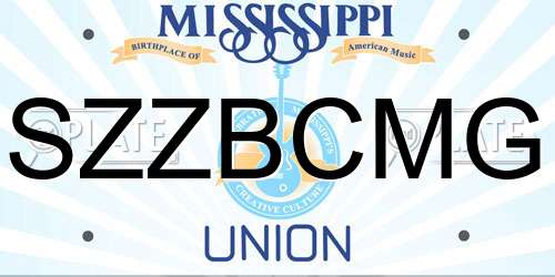 SZZBCMG Mississippi License Plate